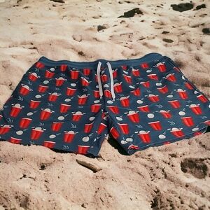 Mens Sz XL 40-42 Red Solo Cup Sleep Lounge Shorts Drawstring Beach Wear Cookout